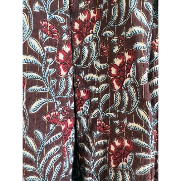 PINK CHICKEN BLOCK PRINT FLORAL EMPIRE WAIST MIDI DRESS - Picture 3 of 5